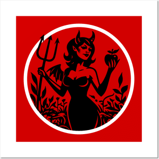 Devil Girl Linocut Posters and Art